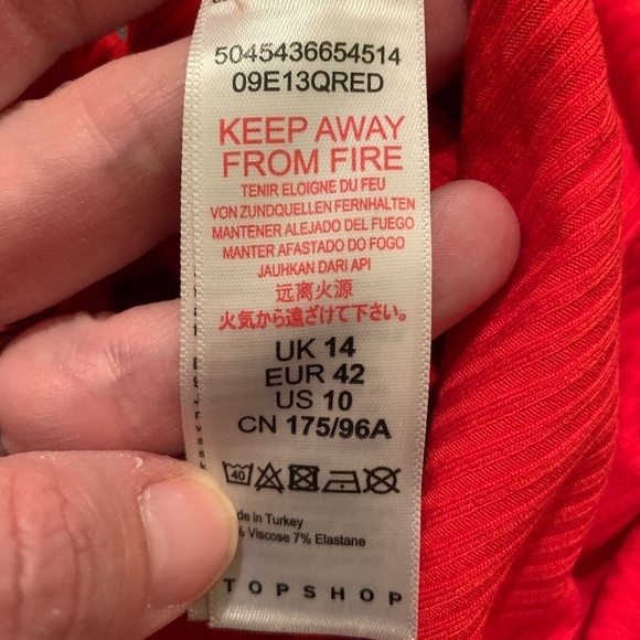 Topshop Ribbed Bandeau Red Size 10 - Picture 5 of 6